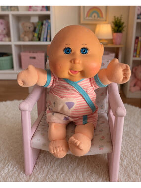 Cabbage‎ Patch Kids 2018 Baby Doll Blue Eyes Bald Soft Body Outfit CPK